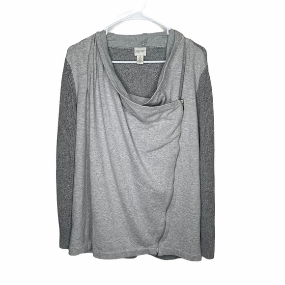 Zenergy Chico’s Mixed Knit Moto Sweater zip up M - Picture 1 of 3